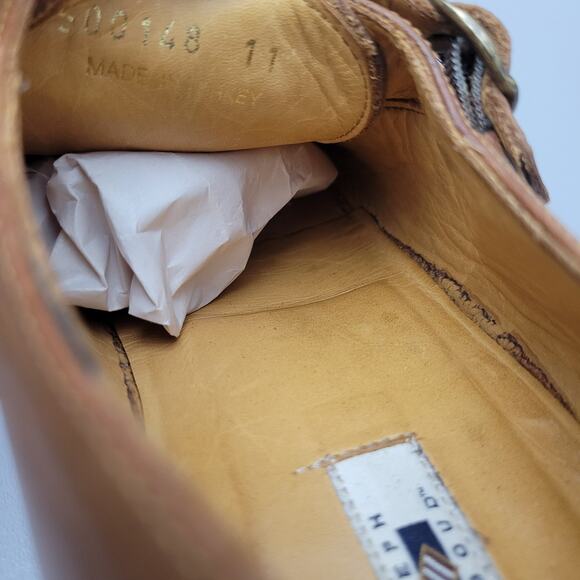 Joseph Abboud Collection Brown Leather Monk Strap Shoes Men's Size 11 - Picture 9 of 11